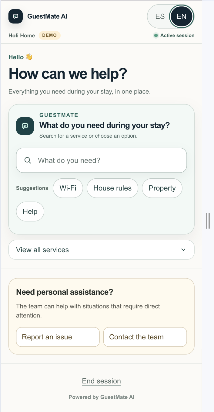GuestMate AI in English